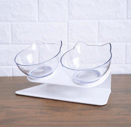 Deluxe Pet Dining Experience: Elegant Inclined Food Cat Bowl With Transparent Design-16
