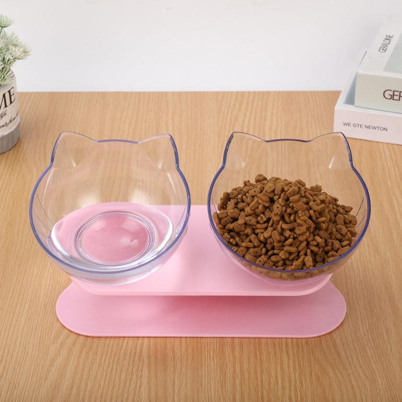 Deluxe Pet Dining Experience: Elegant Inclined Food Cat Bowl With Transparent Design-3